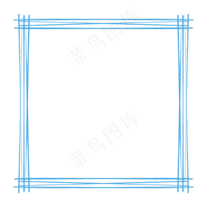可爱蓝色彩铅笔刷方形框