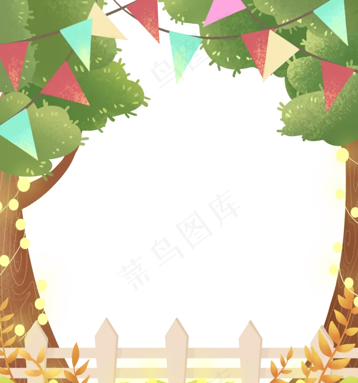 彩带栅栏树木(1869X2000(DPI:300))psd模版下载