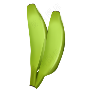 绿色手绘写实香蕉psd免抠图