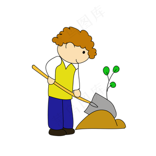 植树种树卡通人物形象