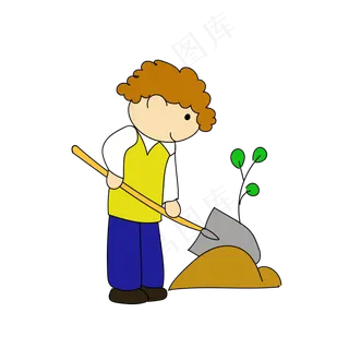 植树种树卡通人物形象