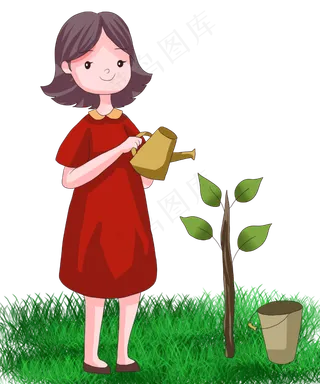 可爱植树节卡通元素