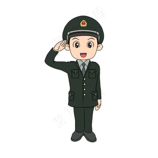 国庆节十月一军队陆军人物敬礼素