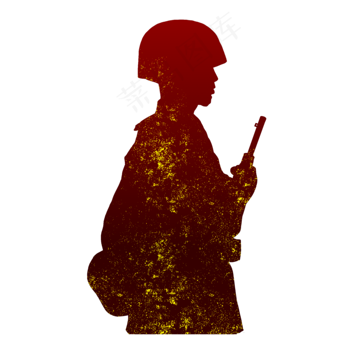 建军节军人剪影侧影,免抠元素