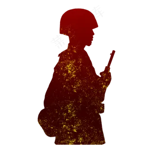 建军节军人剪影侧影,免抠元素
