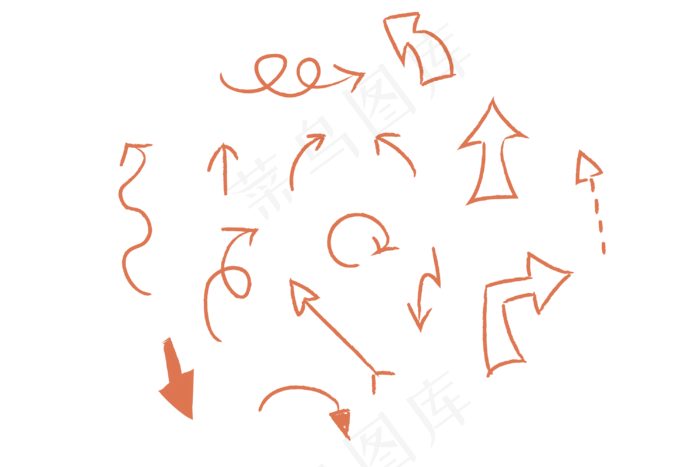 创意合成手绘箭头小图标,免抠元素