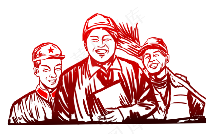 劳动节人物剪影,免抠元素