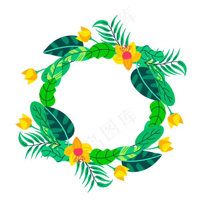 夏季夏天夏至花圈免扣素材(4961X3508(DPI:300))ai矢量模版下载