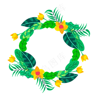 夏季夏天夏至花圈免扣素材