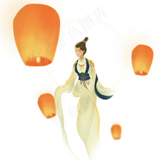 元宵节古代美女,免抠元素