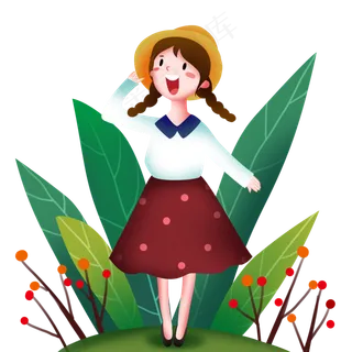 春分开心的小女孩,免抠元素