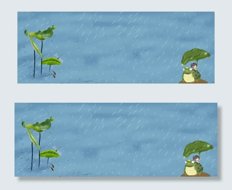 夏季小暑手绘荷叶banner(1920*700px 	       )psd模版下载