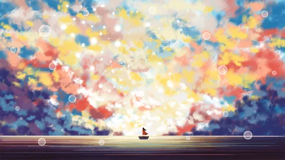 天空大海大场景治愈系风景