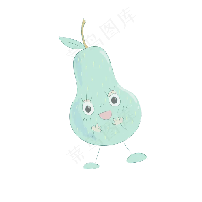 手绘可爱水果梨小人形象(3000X3000(DPI:72))psd模版下载