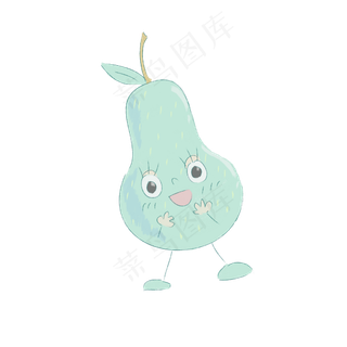 手绘可爱水果梨小人形象