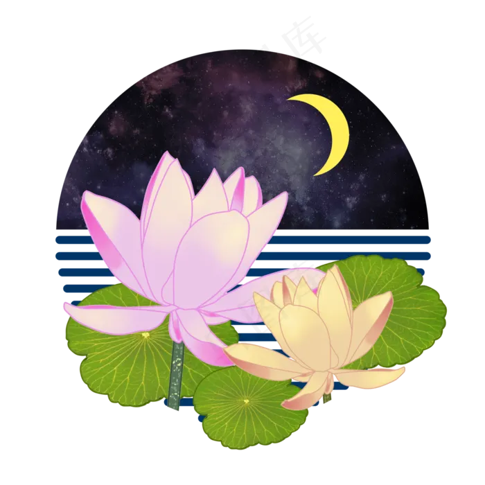 手绘古典中国风荷花元素设计(4167X4167(DPI:150))psd模版下载