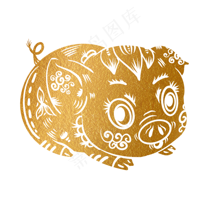 2019新年卡通剪纸猪,免抠元素