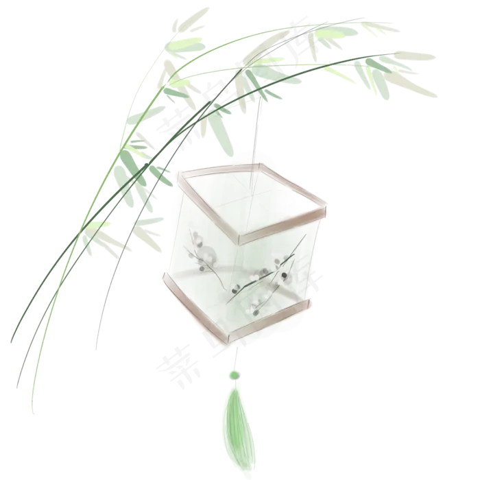 挂在竹子上的古风灯笼,免抠元素(2000X2000(DPI:300))psd模版下载