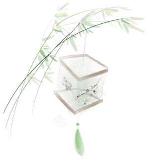 挂在竹子上的古风灯笼,免抠元素