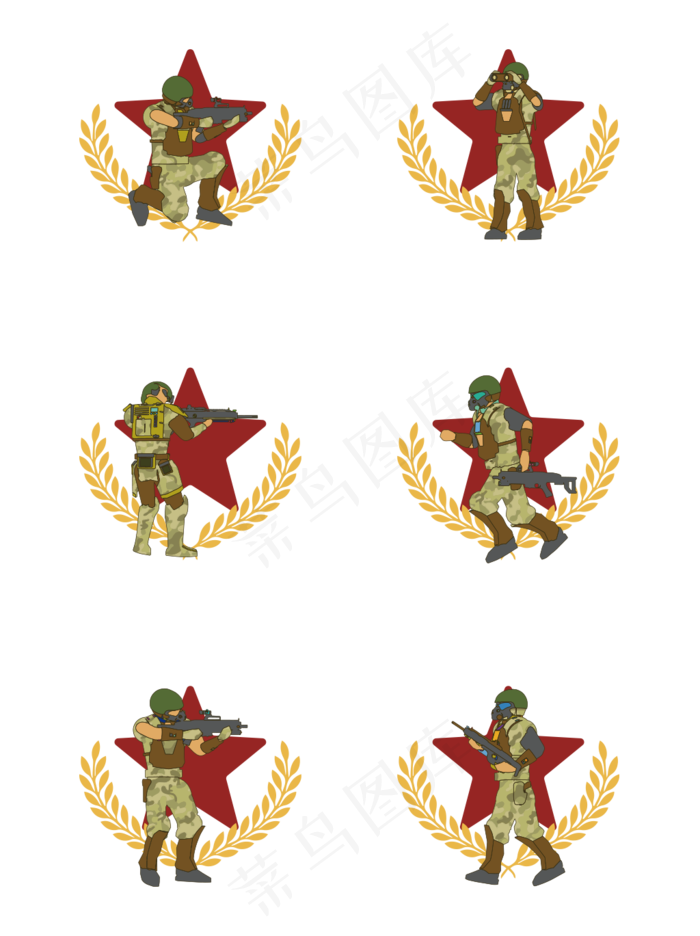 简约扁平卡通建军节解放军战士特(2000X2000(DPI:150))ai矢量模版下载