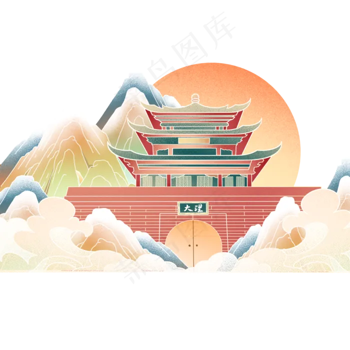 中国风云南大理地标(2000X2000(DPI:96))psd模版下载