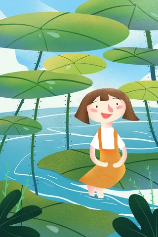 立夏节气荷叶湖水