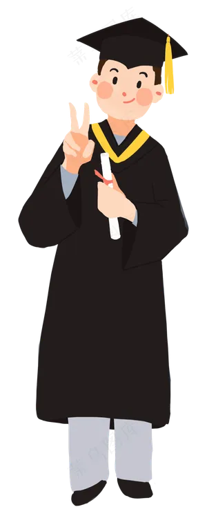 穿学士服的毕业学生