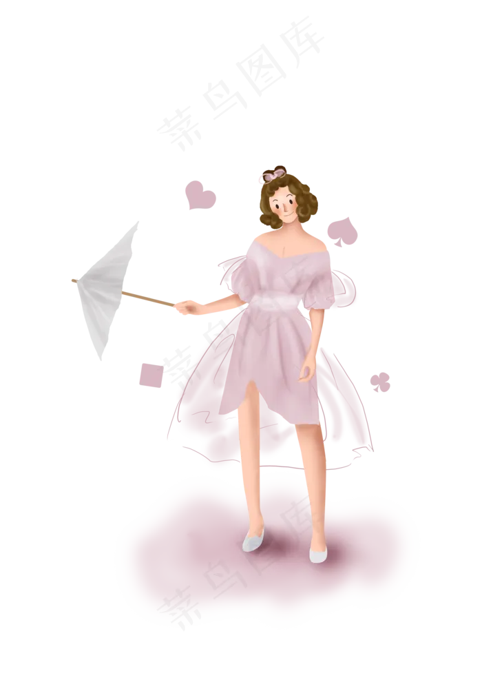 手绘穿公主裙的女孩,免抠元素(3508X4961(DPI:300))psd模版下载