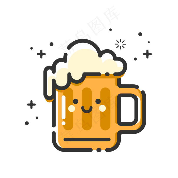 夏天卡通啤酒清凉矢量图,免抠元素