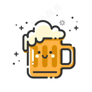 夏天卡通啤酒清凉矢量图,免抠元素
