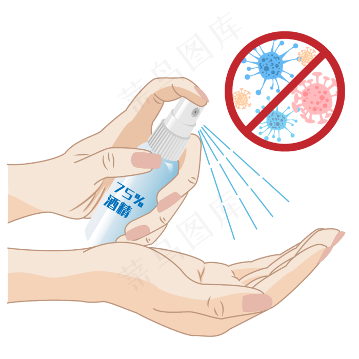 矢量酒精手部消毒示意,免抠元素
