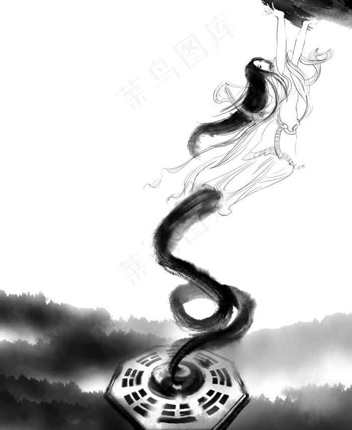 水墨中国风母亲节人母女娲补天