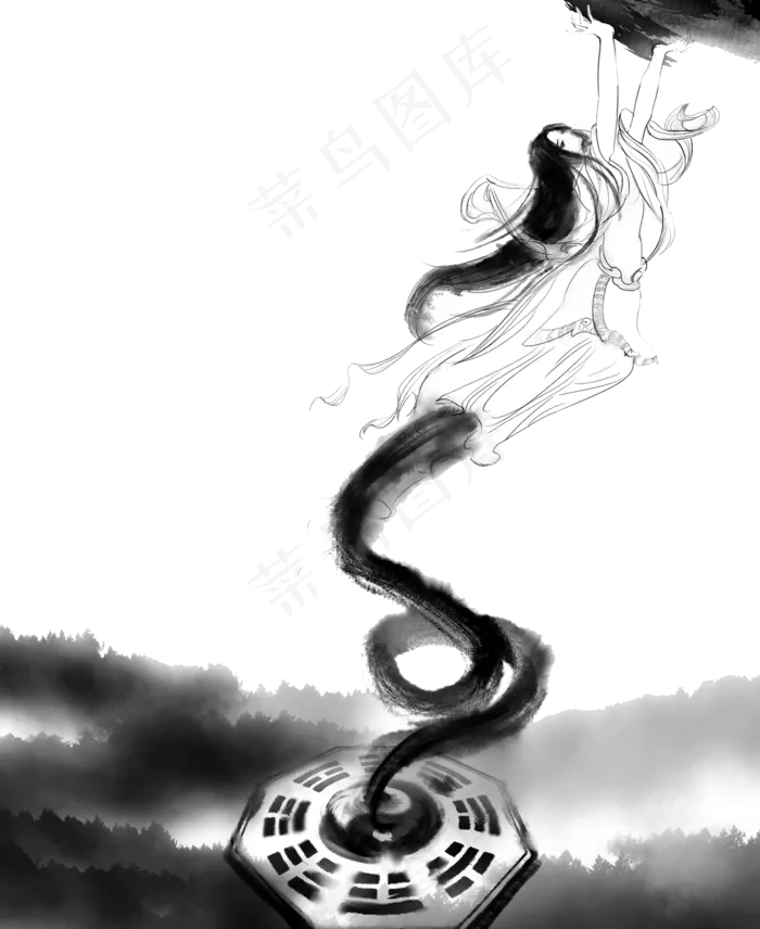 水墨中国风母亲节人母女娲补天