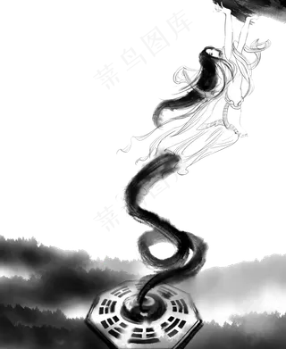 水墨中国风母亲节人母女娲补天