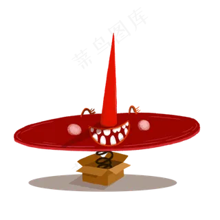 手绘愚人节主题图钉小盒子,免抠元素