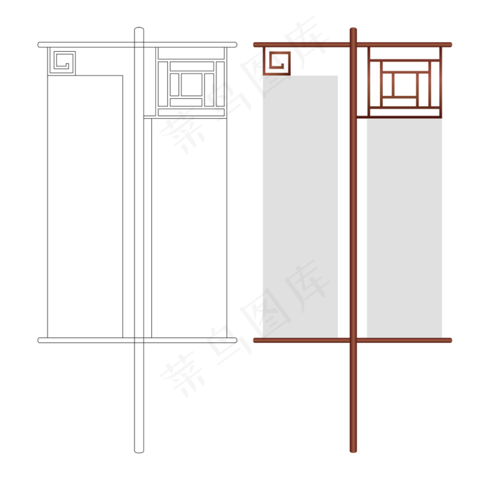 古风广告道旗(2000*2000px 300 dpi )ai矢量模版下载