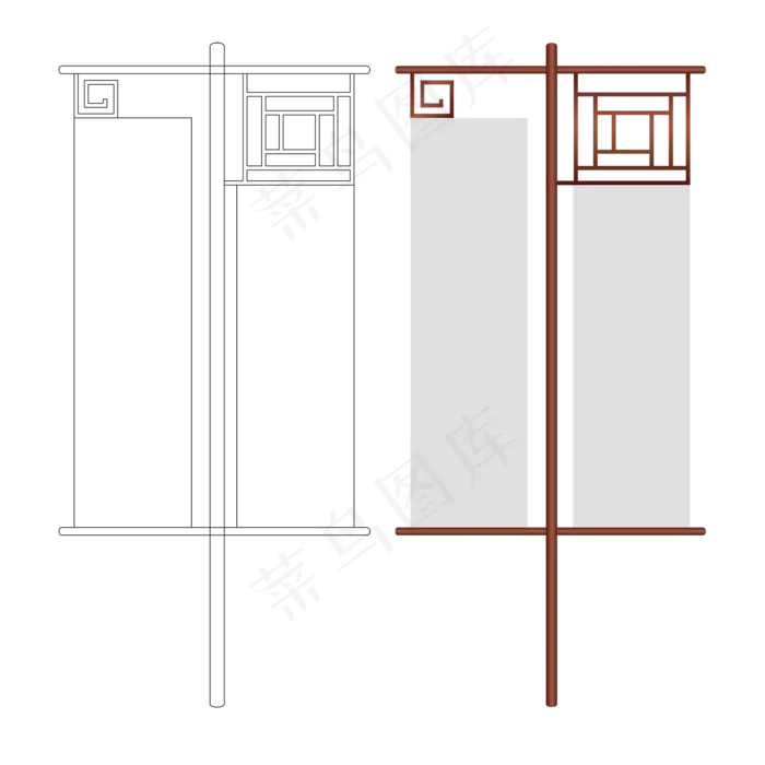 古风广告道旗(2000*2000px 300 dpi )ai矢量模版下载