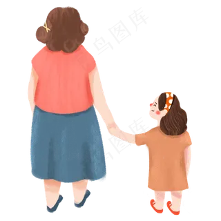 母亲节母女俩手牵手