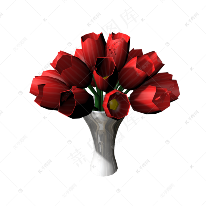 红色花束花瓶