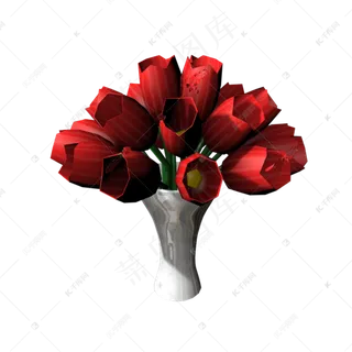 红色花束花瓶