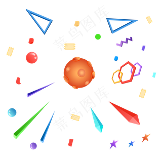 渐变创意几何星球电商漂浮装饰物,免抠元素