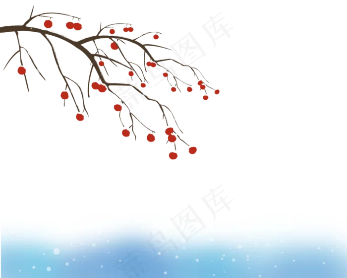 雪中的树枝和果实,免抠元素(3750*3000px)psd模版下载