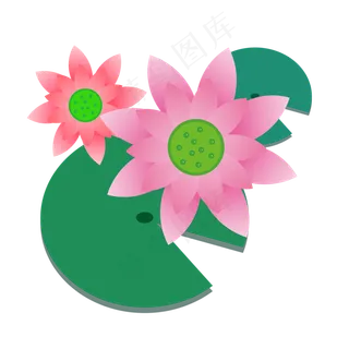 二十四节气之大暑荷叶荷花矢量图