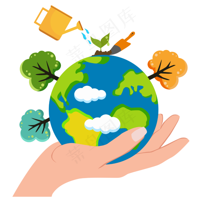 2019年植树节手托地球矢量图,免抠元素