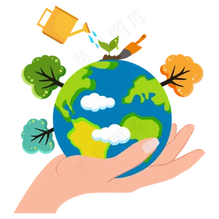2019年植树节手托地球矢量图,免抠元素