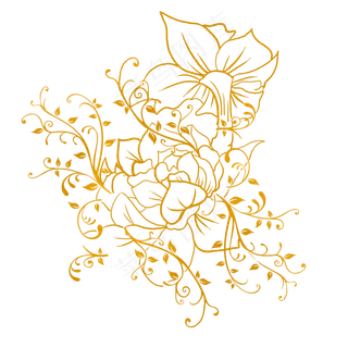 金色花线条免抠素材