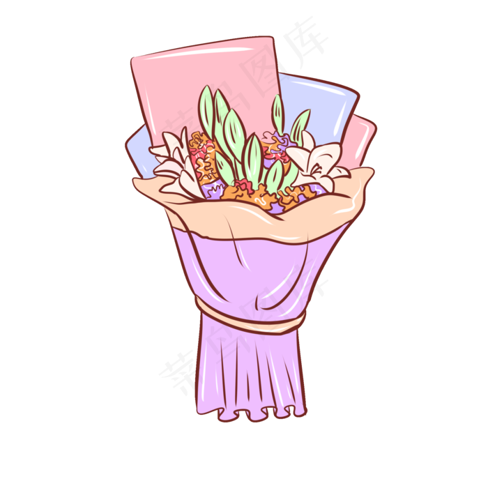 手绘粉色的花束插画