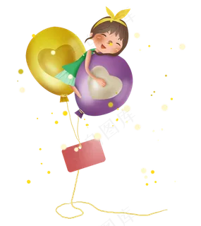 彩色气球上的女孩