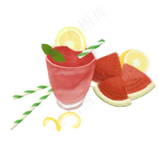 夏天红色绿色手绘肌理西瓜新鲜水 夏天红色绿色手绘肌理西瓜新鲜水