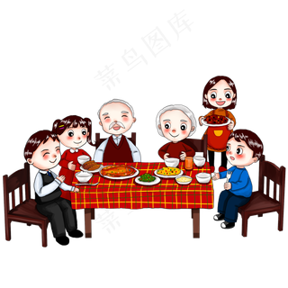 年夜饭家人过年春节父母团圆聚餐,免抠元素
